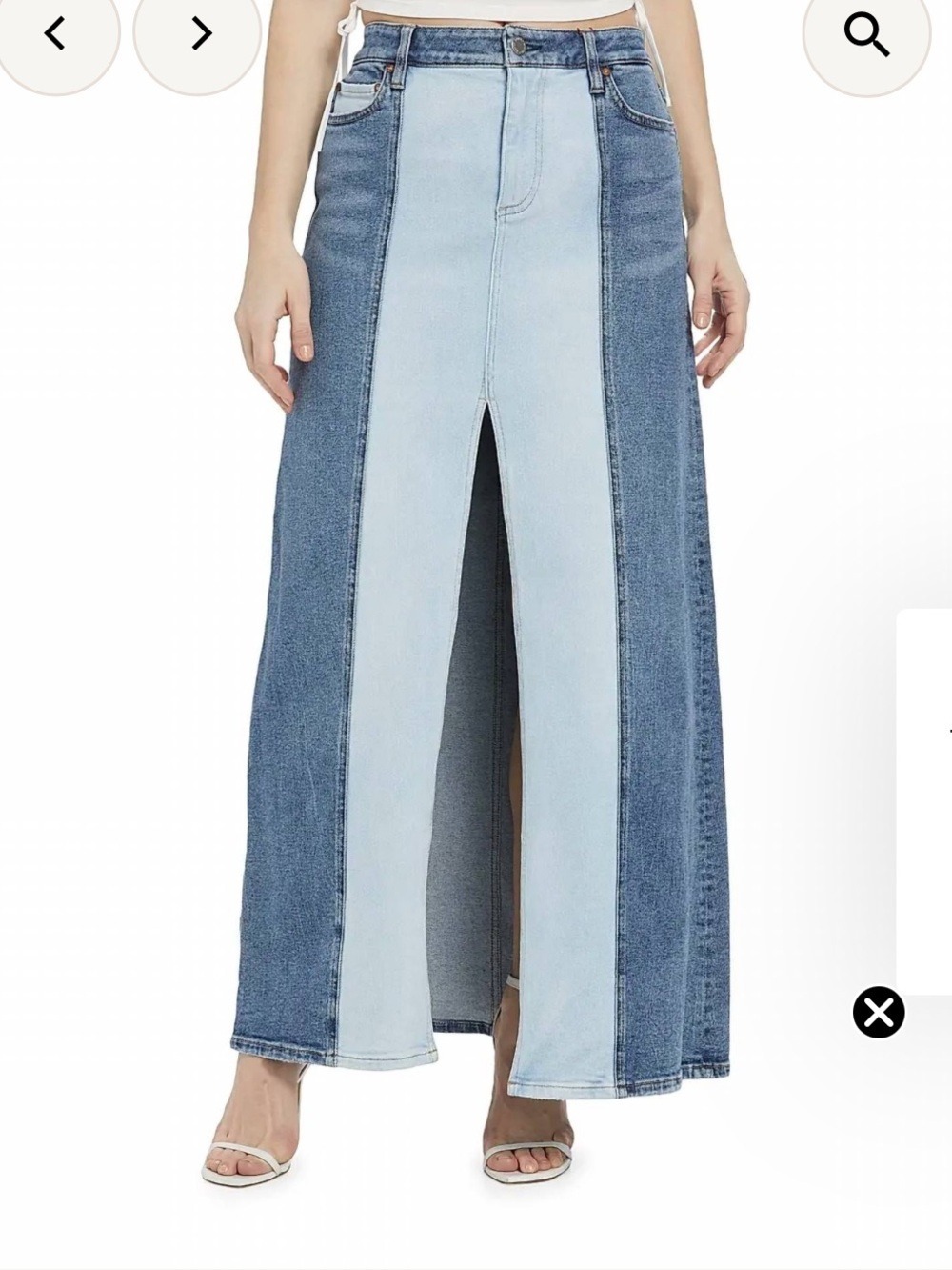 Alice + Olivia Rye Two-Tone Low Rise Maxi Jean Skirt Size 27 NWT
